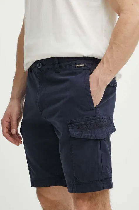 Bombažne kratke hlače Napapijri N-Deline mornarsko modra barva, NP0A4HOT1761