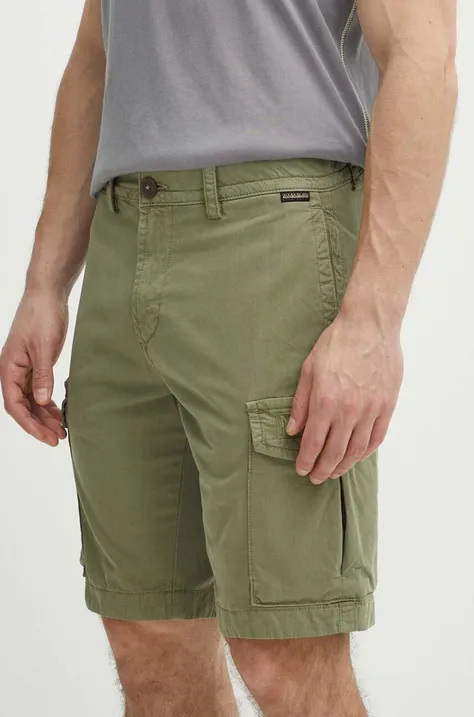 Pamučne kratke hlače Napapijri N-Deline boja: zelena, NP0A4HOTGAE1