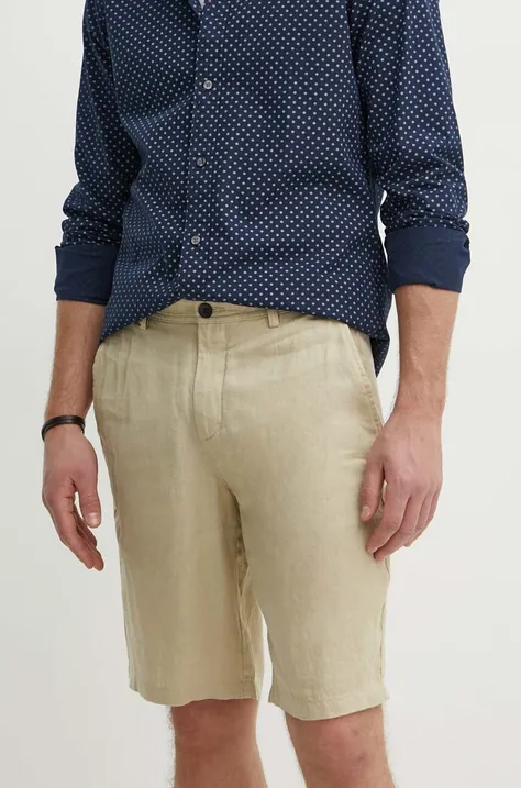 Lanene kratke hlače Sisley boja: bež