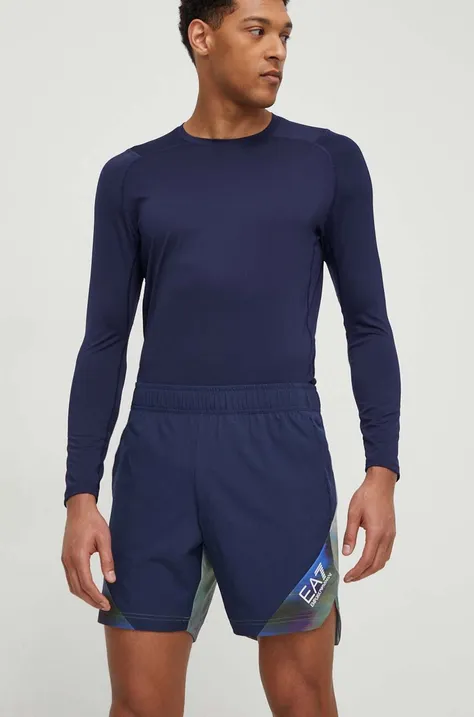 Kratke hlače EA7 Emporio Armani moški, mornarsko modra barva