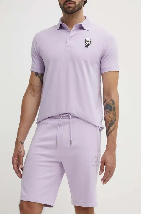 Šortky Karl Lagerfeld pánske, fialová farba