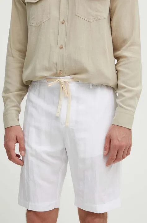 Kratke hlače iz mešanice lana Liu Jo bela barva