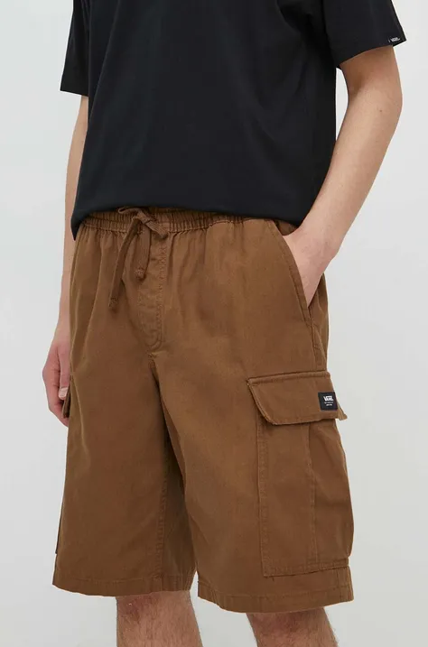 Bombažne kratke hlače Vans rjava barva