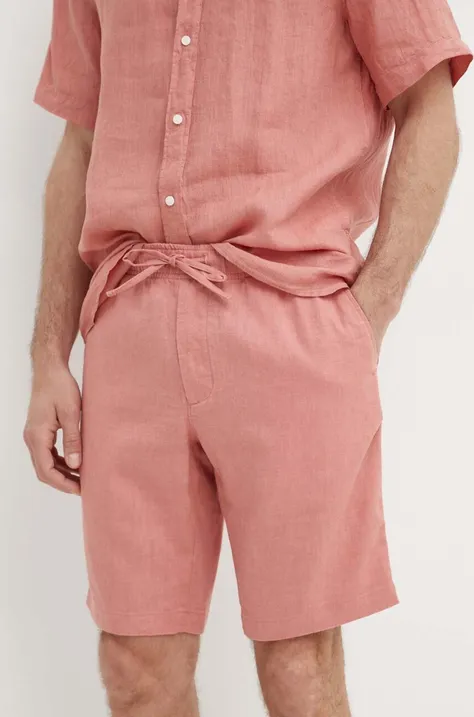 Льняные шорты Tommy Hilfiger цвет розовый MW0MW34498