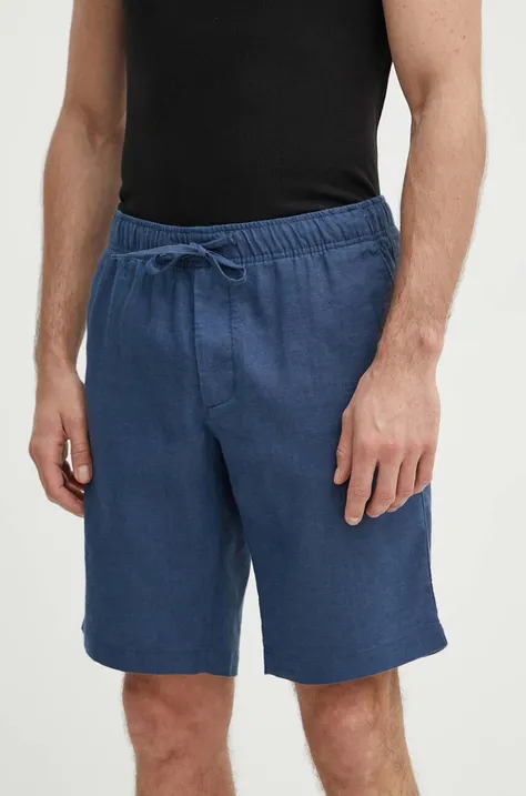 Lanene kratke hlače Tommy Hilfiger mornarsko modra barva, MW0MW34498