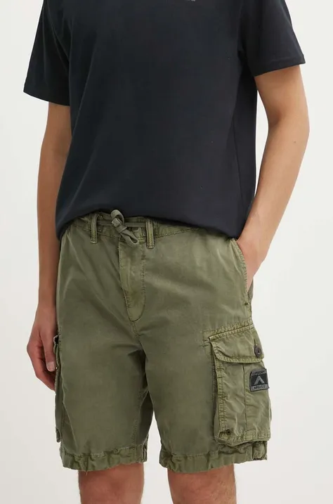 Bombažne kratke hlače Superdry zelena barva