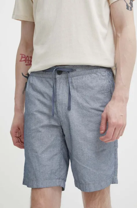 Lanene kratke hlače Superdry boja: tamno plava