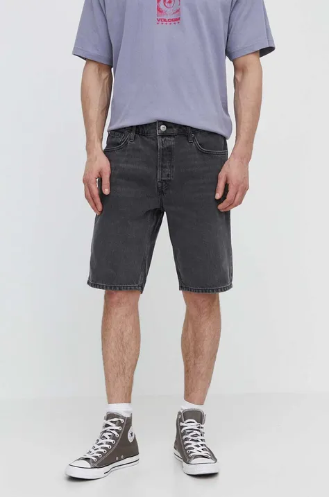 Superdry pantaloni scurti jeans barbati, culoarea gri
