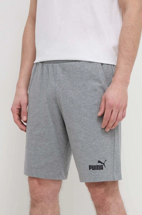 Puma pantaloni scurți din bumbac culoarea gri, melanj 586706