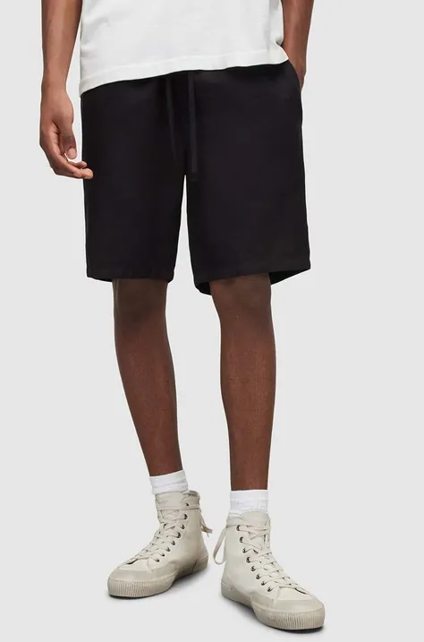 Kratke hlače s dodatkom lana AllSaints HANBURY boja: crna