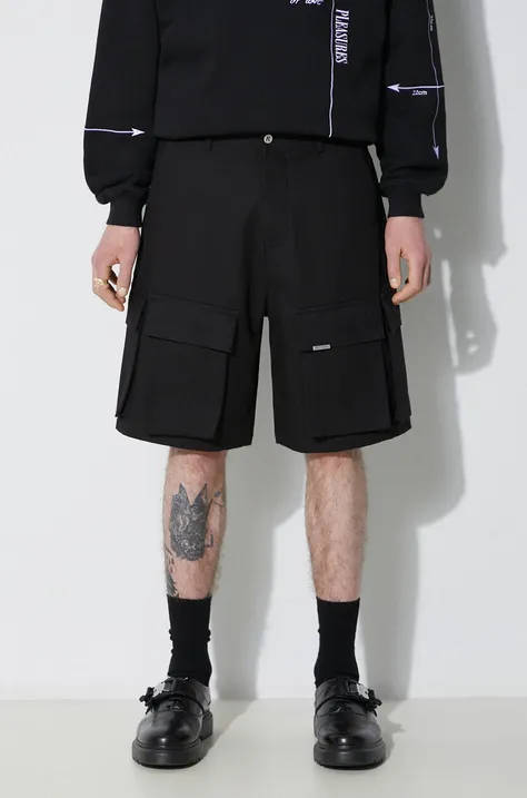 Represent pantaloni scurti din bumbac Baggy Cotton Cargo Short culoarea negru, MLM715.01