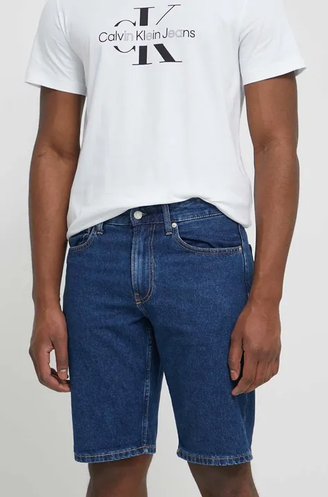 Traper kratke hlače Calvin Klein Jeans za muškarce, boja: tamno plava, J30J324870