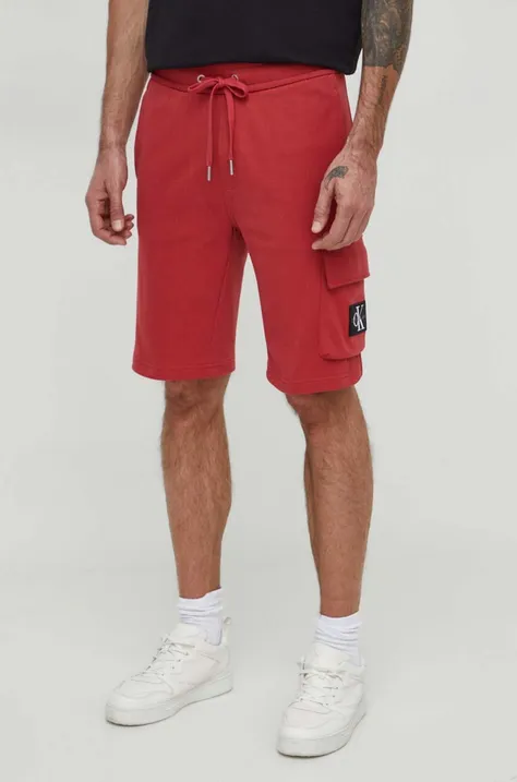 Kratke hlače Calvin Klein Jeans za muškarce, boja: crvena