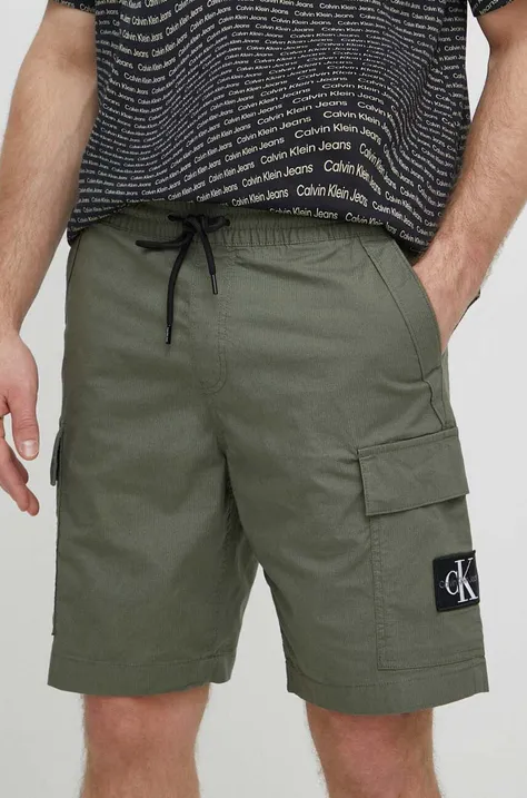 Kratke hlače Calvin Klein Jeans moške, zelena barva, J30J325138