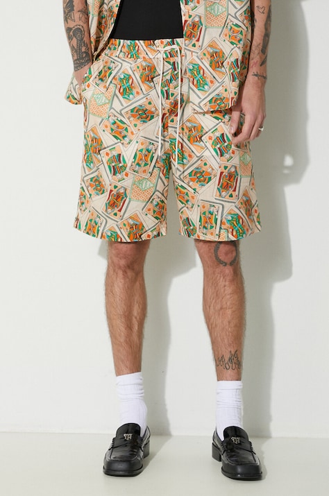 Plátěné kraťasy Drôle de Monsieur Le Short Jeu de Cartes oranžová barva, D-BS138-LI002-PC
