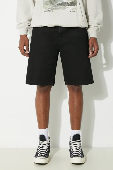 Rifľové krátke nohavice Carhartt WIP Landon Short pánske, čierna farba, I030469.8902