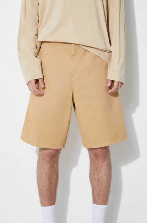 Βαμβακερό σορτσάκι Carhartt WIP Single Knee Short χρώμα: μπεζ, I031504.1YHGD