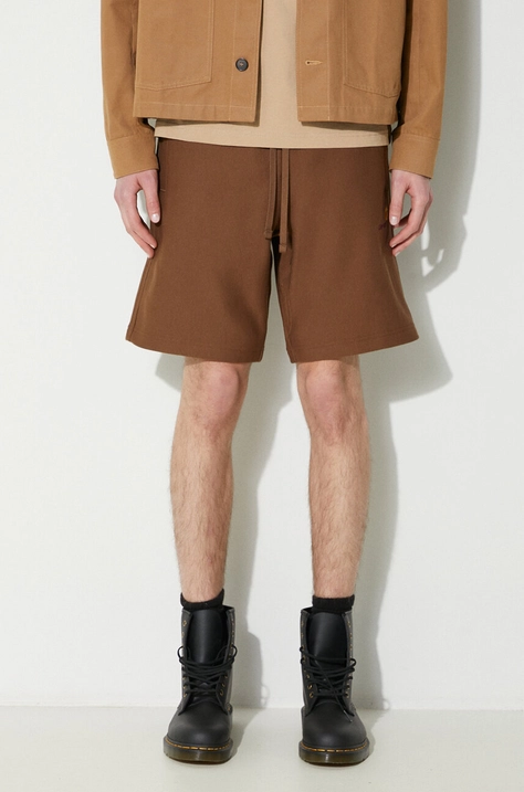 Carhartt WIP shorts American Script Sweat Short men's brown color I031685.1ZDXX