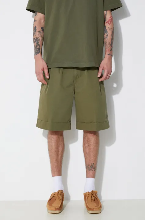 Carhartt WIP pantaloni scurti din bumbac Mart culoarea verde, I033130.1YS06