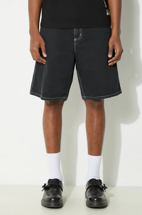Rifľové krátke nohavice Carhartt WIP Simple Short pánske, čierna farba, I033333.8906