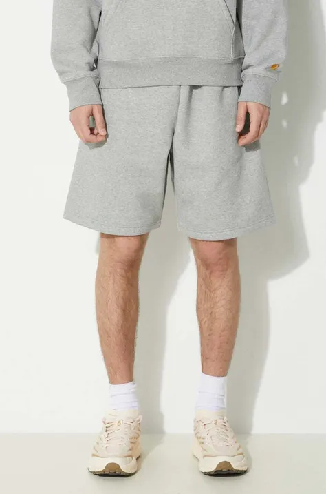 Къс панталон Carhartt WIP Chase Sweat Short в сиво с меланжов десен I033669.00MXX