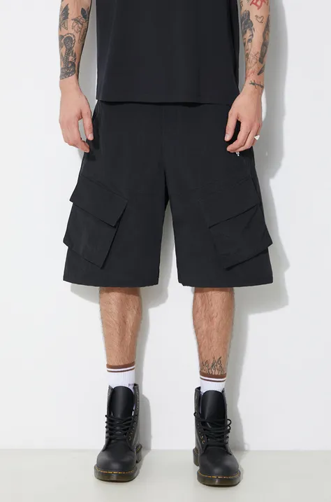 Marcelo Burlon pantaloni scurti Cross Nylon Cargo Shorts barbati, culoarea negru, CMCS001S24FAB0011001