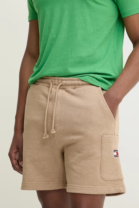 Tommy Jeans pantaloni scurti din bumbac culoarea verde