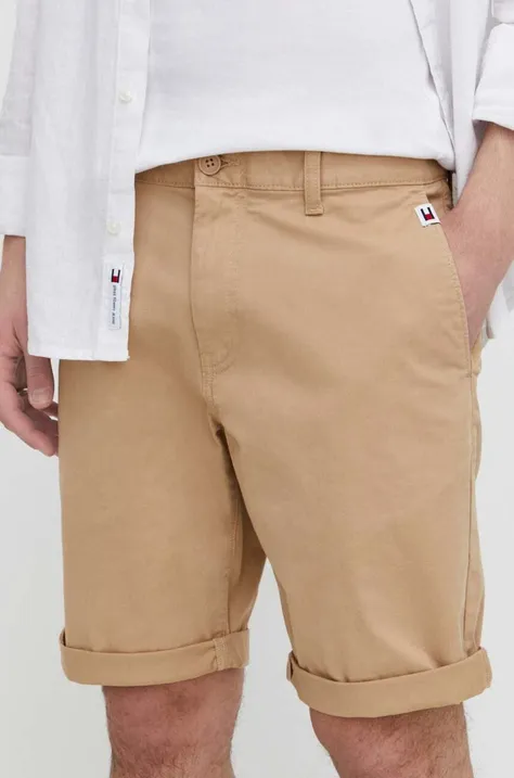 Kratke hlače Tommy Jeans za muškarce, boja: bež, DM0DM18812