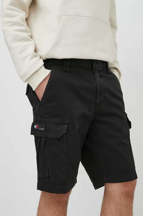 Rifľové krátke nohavice Tommy Jeans pánske,čierna farba,DM0DM18809