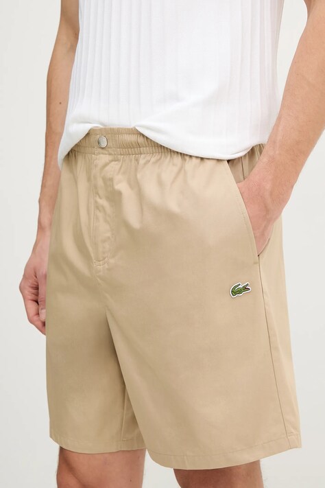 Lacoste pantaloni scurti din bumbac culoarea bej