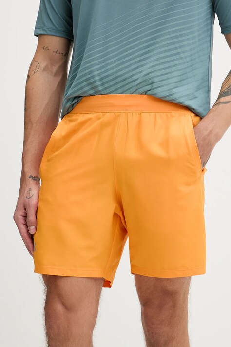 Under Armour szorty do biegania Launch kolor pomarańczowy