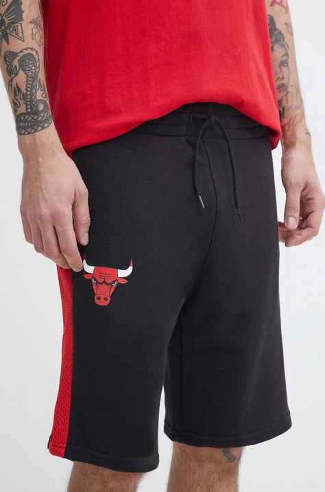 New Era pantaloni scurti barbati, culoarea negru, CHICAGO BULLS