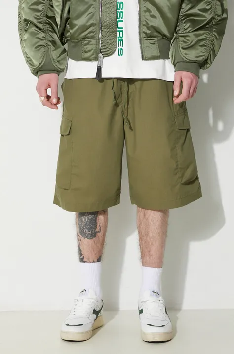 Universal Works pantaloni scurti Parachute Short barbati, culoarea verde, 30159.OLIVE