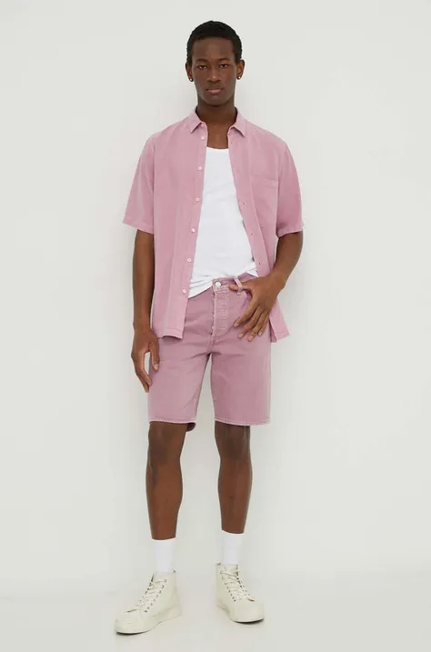 Bavlněné šortky Levi's růžová barva
