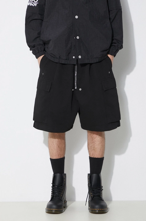 Памучен къс панталон Rick Owens Woven Shorts Cargobela Shorts в черно DU01D1369.CB.09