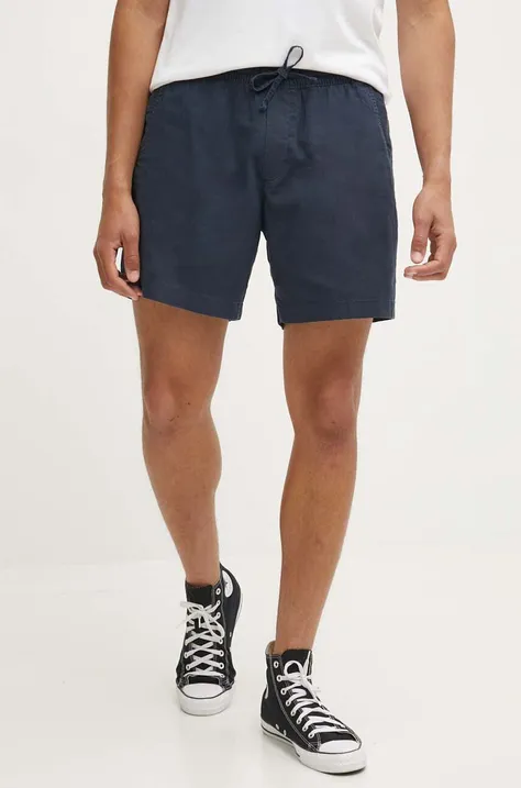 Abercrombie & Fitch pantaloni scurți din amestec de in culoarea albastru marin