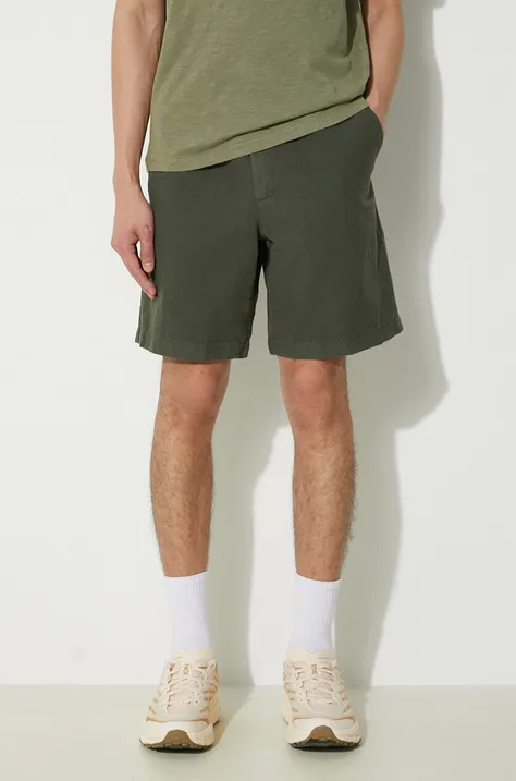 Norse Projects linen blend shorts Ezra Relaxed Cotton green color N35.0614.8022