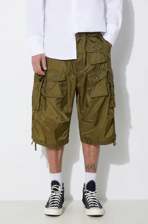 Engineered Garments pantaloni scurti FA Short barbati, culoarea verde, OR276.DZ027