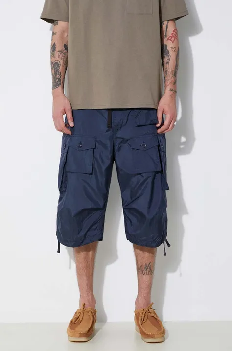 Engineered Garments pantaloni scurti FA barbati, culoarea albastru marin, OR276.DZ028