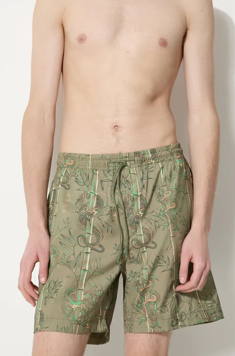 Maharishi pantaloncini da bagno Dragon Bamboo colore verde 1272.OLIVE