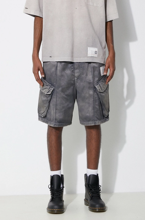 Šortky Maison MIHARA YASUHIRO Rc Twill Cargo Shorts pánske, šedá farba, A12PT043