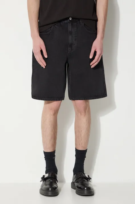 Džínové šortky thisisneverthat Washed Denim Short pánské, černá barva, TN240DSO5S01