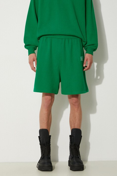 Памучен къс панталон Awake NY Awake Sweatshort в зелено с меланжов десен SP24-PA006