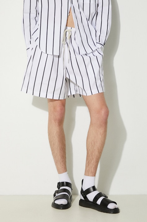 Bavlněné šortky MKI MIYUKI ZOKU Striped Shorts černá barva, STRIPED.SHORTS