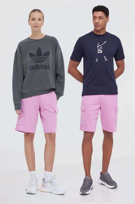 Хлопковые шорты EA7 Emporio Armani цвет розовый однотонные