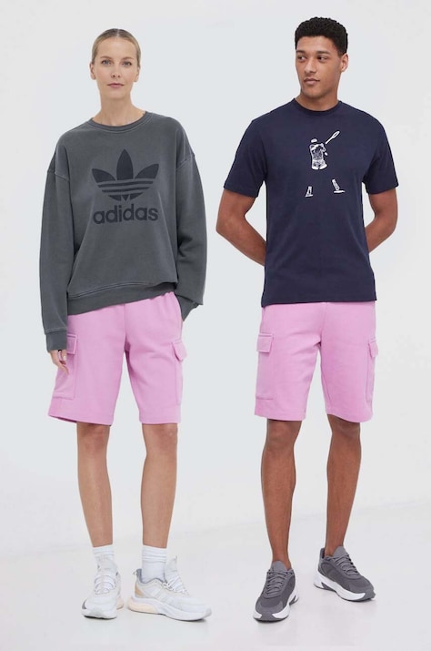 Хлопковые шорты EA7 Emporio Armani цвет розовый однотонные