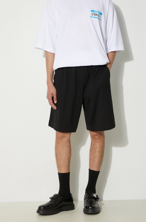 Βαμβακερό σορτσάκι VETEMENTS Jersey Shorts χρώμα: μαύρο, UE64SS700B