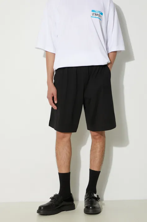 VETEMENTS szorty bawełniane Jersey Shorts kolor czarny gładkie UE64SS700B