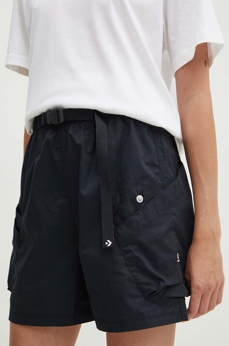 Converse pantaloni scurti din bumbac culoarea negru, neted, 10026395-A03