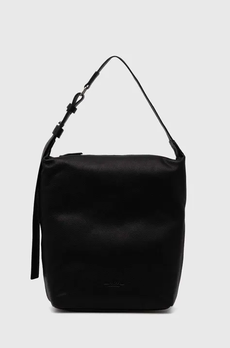 Kožená kabelka Marc O'Polo čierna farba